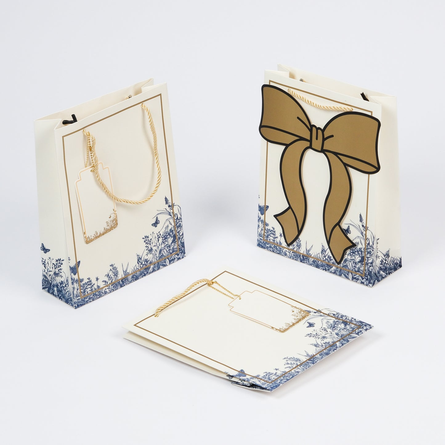 Elegant Floral Gift Bags (Set of 5 Bags with 5 Gift Tags)