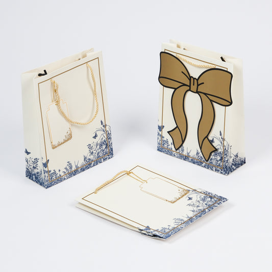 Elegant Floral Gift Bags (Set of 5 Bags with 5 Gift Tags)