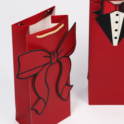 Ruby Red Wine Bag (Set of 5 Paper Bags with 5 Gift Tags)
