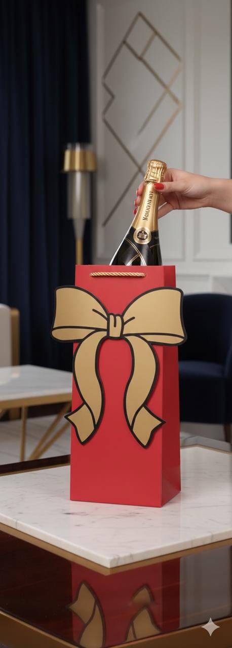 Ruby Red Wine Bag (Set of 5 Paper Bags with 5 Gift Tags)