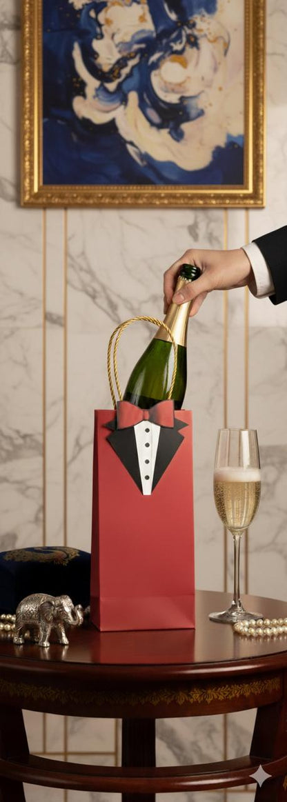 Ruby Red Wine Bag (Set of 5 Paper Bags with 5 Gift Tags)